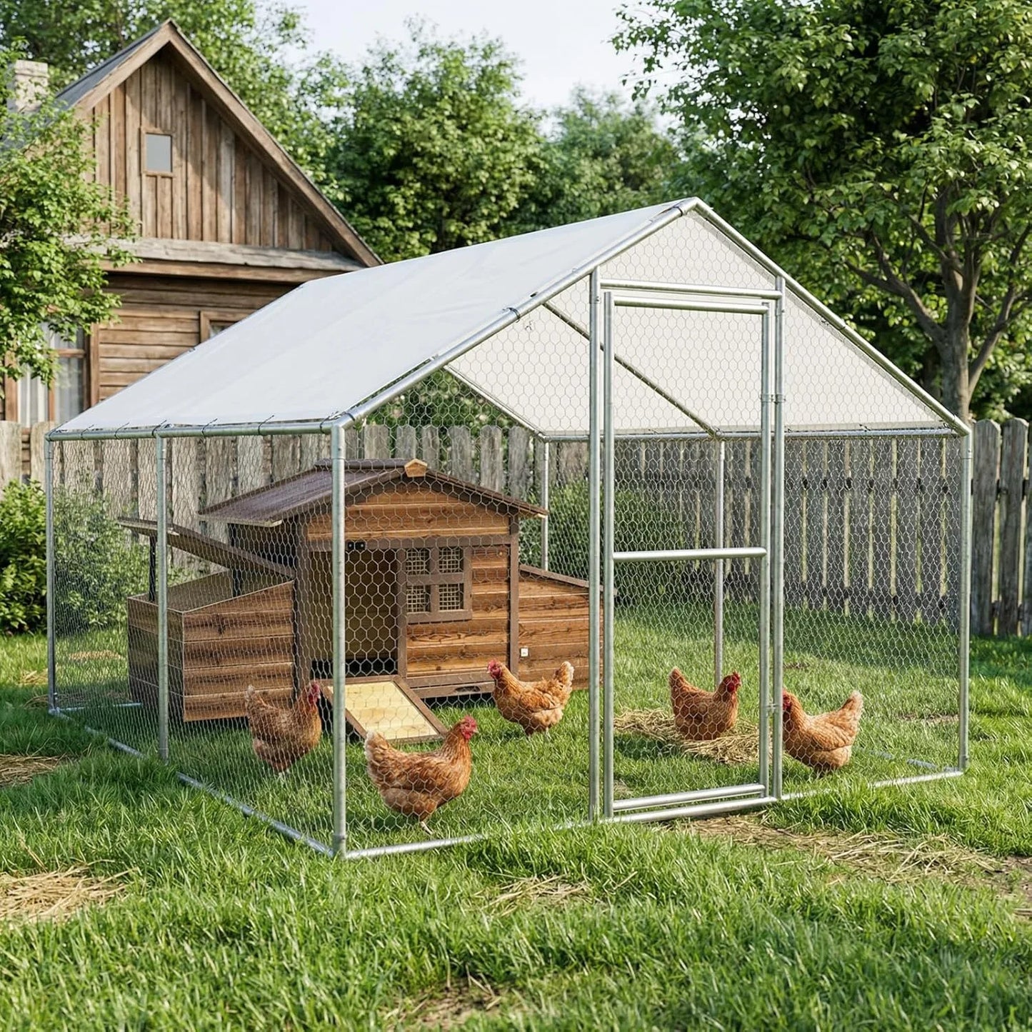 Wooden Chicken Coop With Two Nesting Boxes For Two Chickens