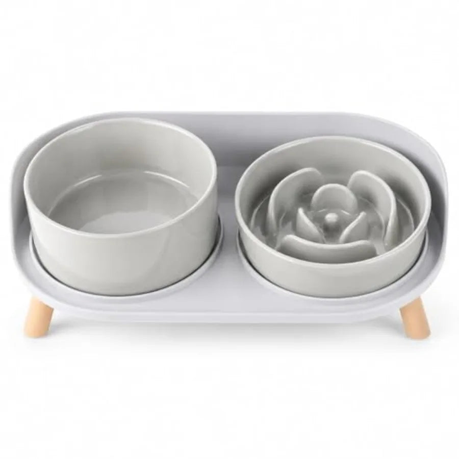 Elevated Slow Feeder Dog Bowls With Stand For Small Dogs