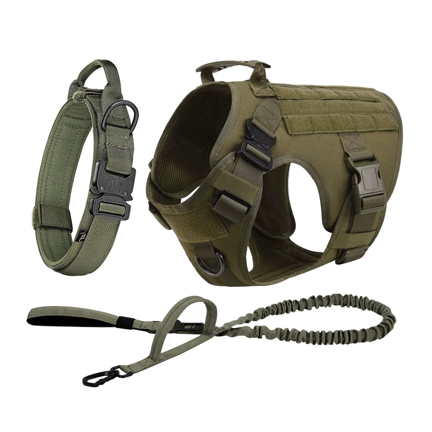 Nylon Tactical Dog Harness With Molle Pouches For Medium To Large Dogs
