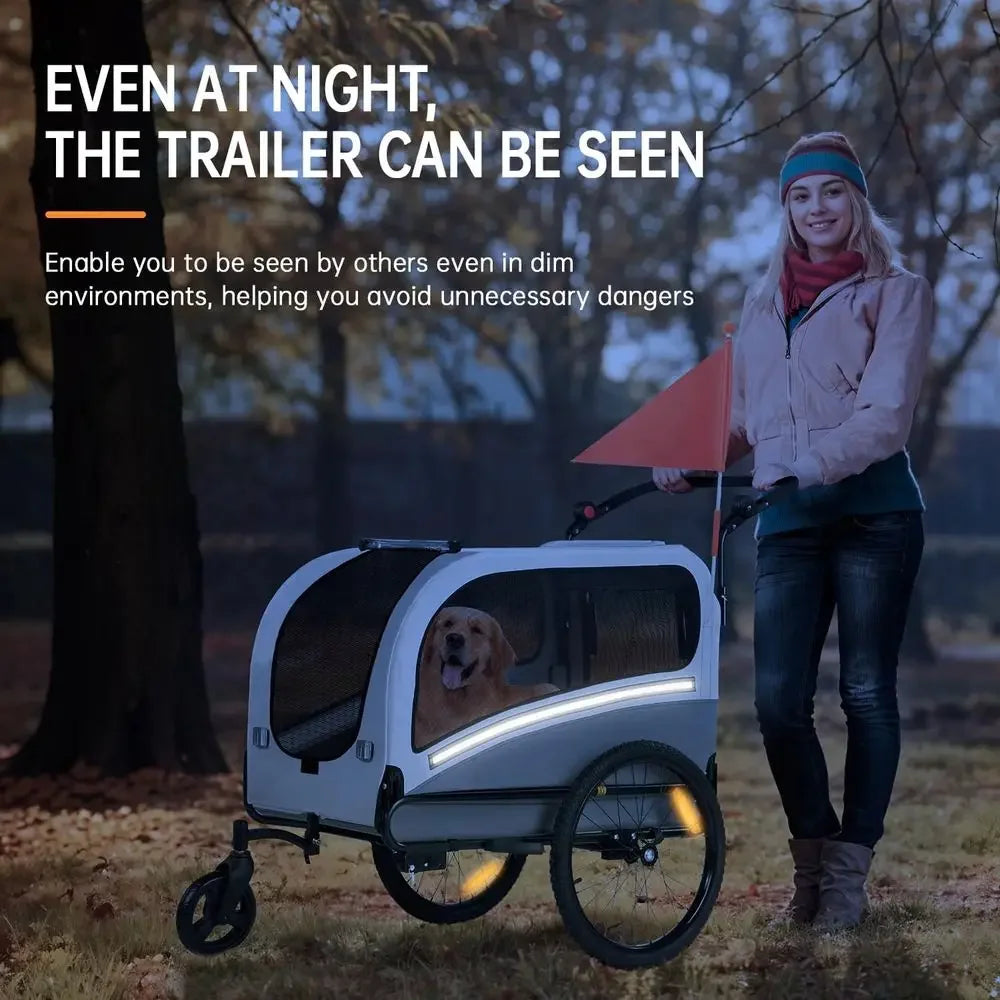 Convertible Dog Bike Trailer Stroller With 110 Lbs Capacity