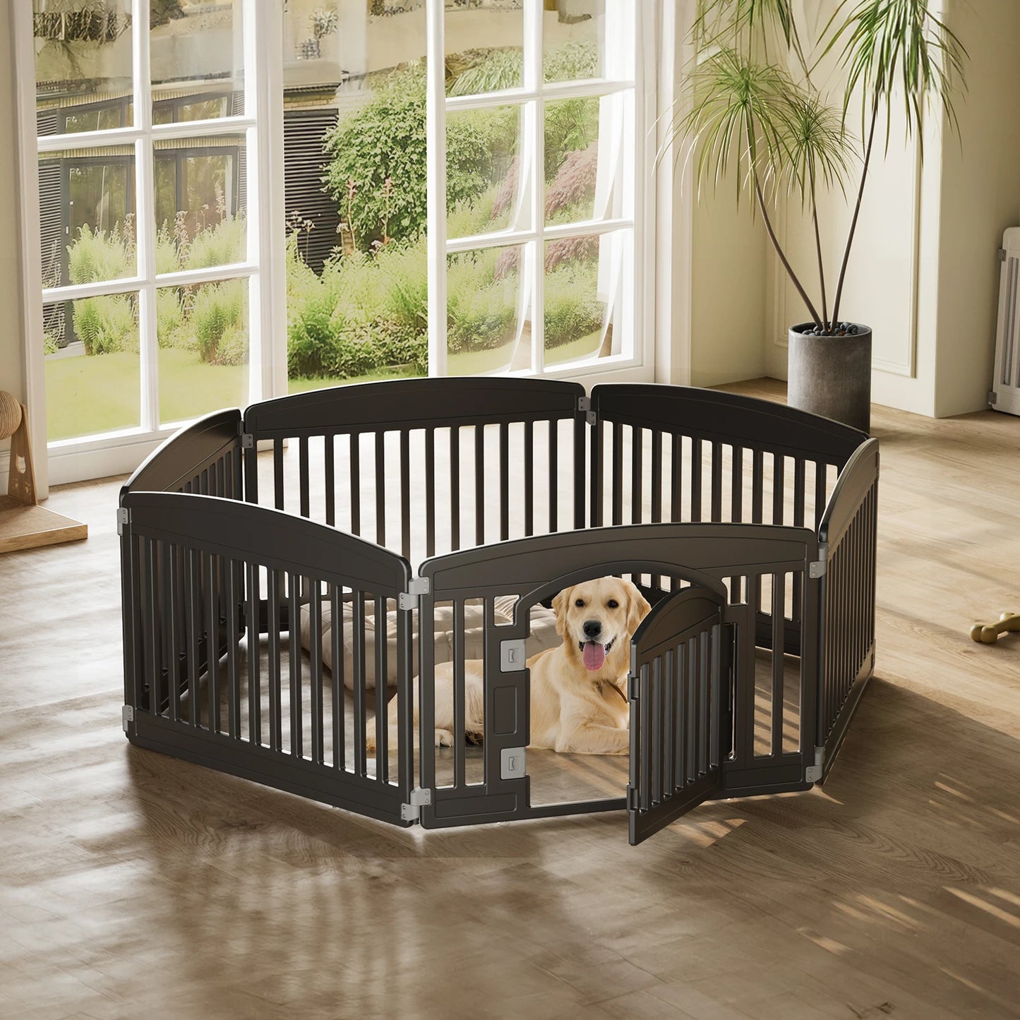 JHK Plastic Dog Playpen Expandable Durable Pet Fence Indoor Outdoor