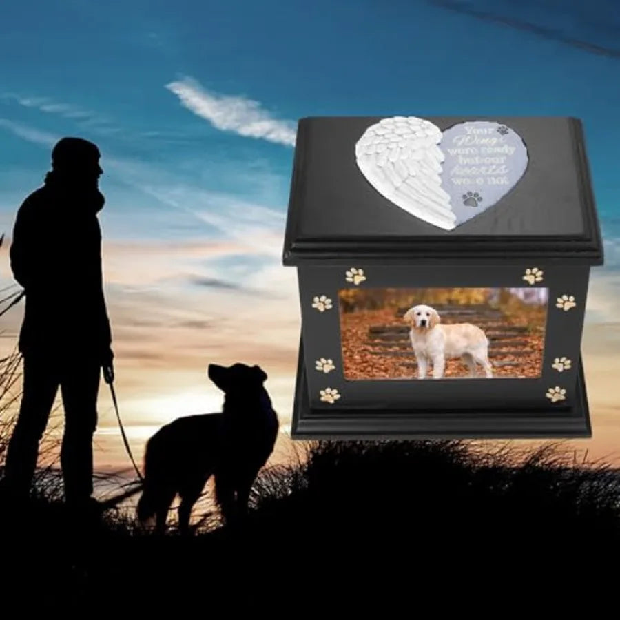 Pet Wooden Memorial Urns For Dogs And Cats With Photo Frame Keepsake