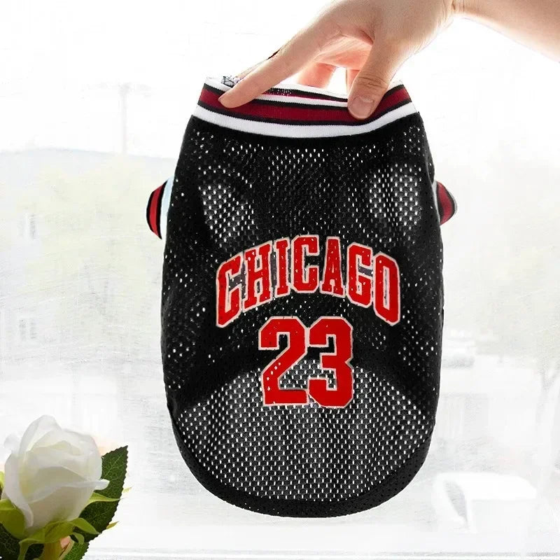 Dog Basketball Jersey Summer Pet Clothes Mesh Breathable Vest