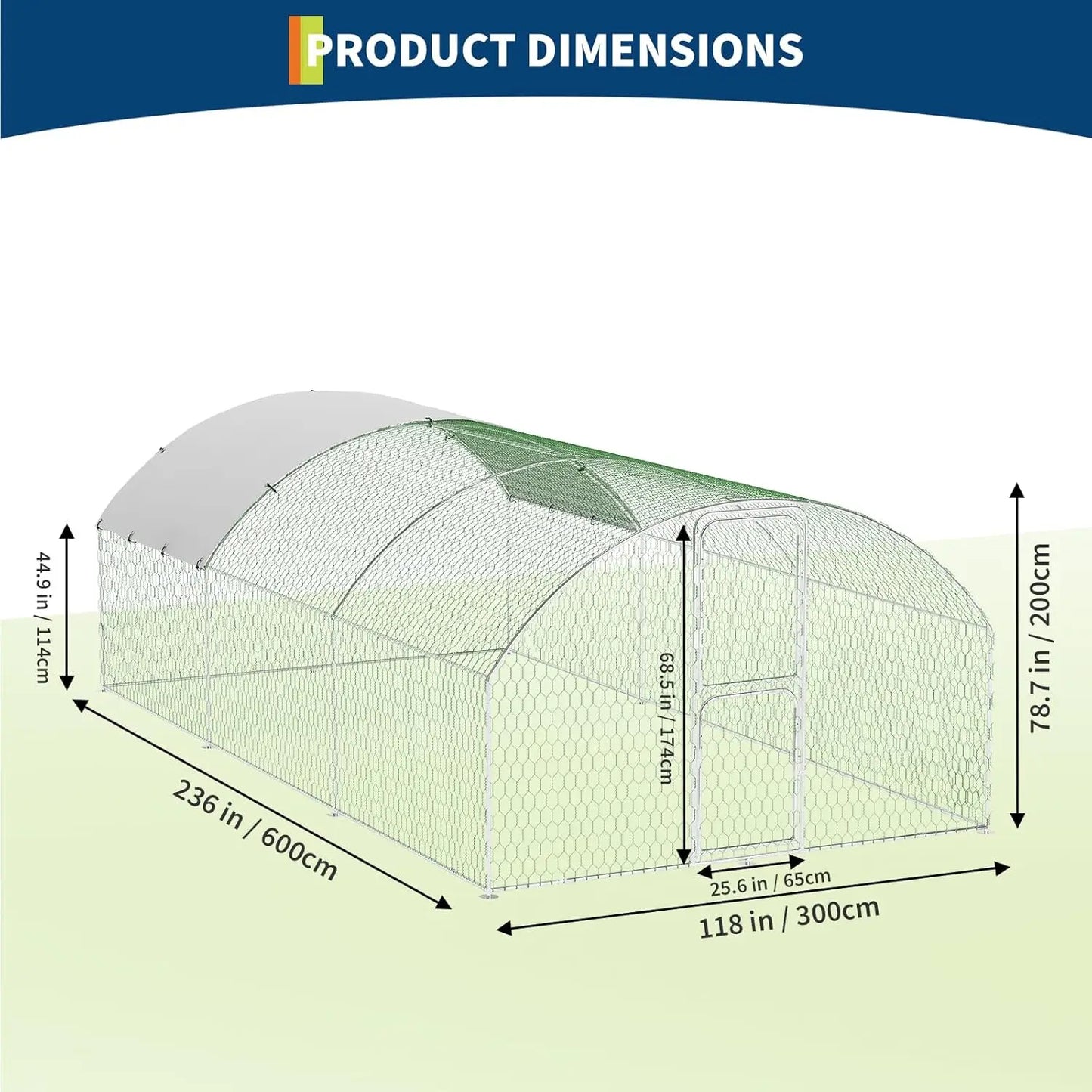 HiMISS Dome Walk In Chicken Coop With Anti UV Cover