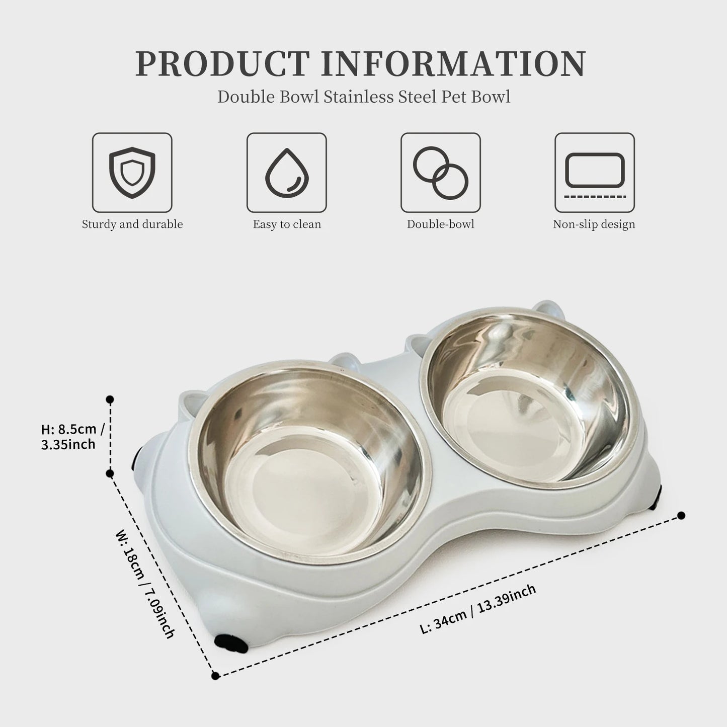 Non Slip Stainless Steel Pet Food Bowl With Detachable Bowls