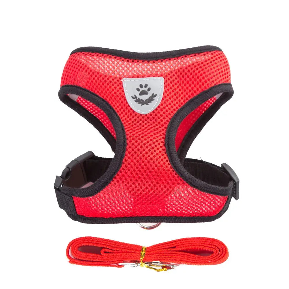 Dog Harness Leash Adjustable Mesh Vest For Walking Pets Daily