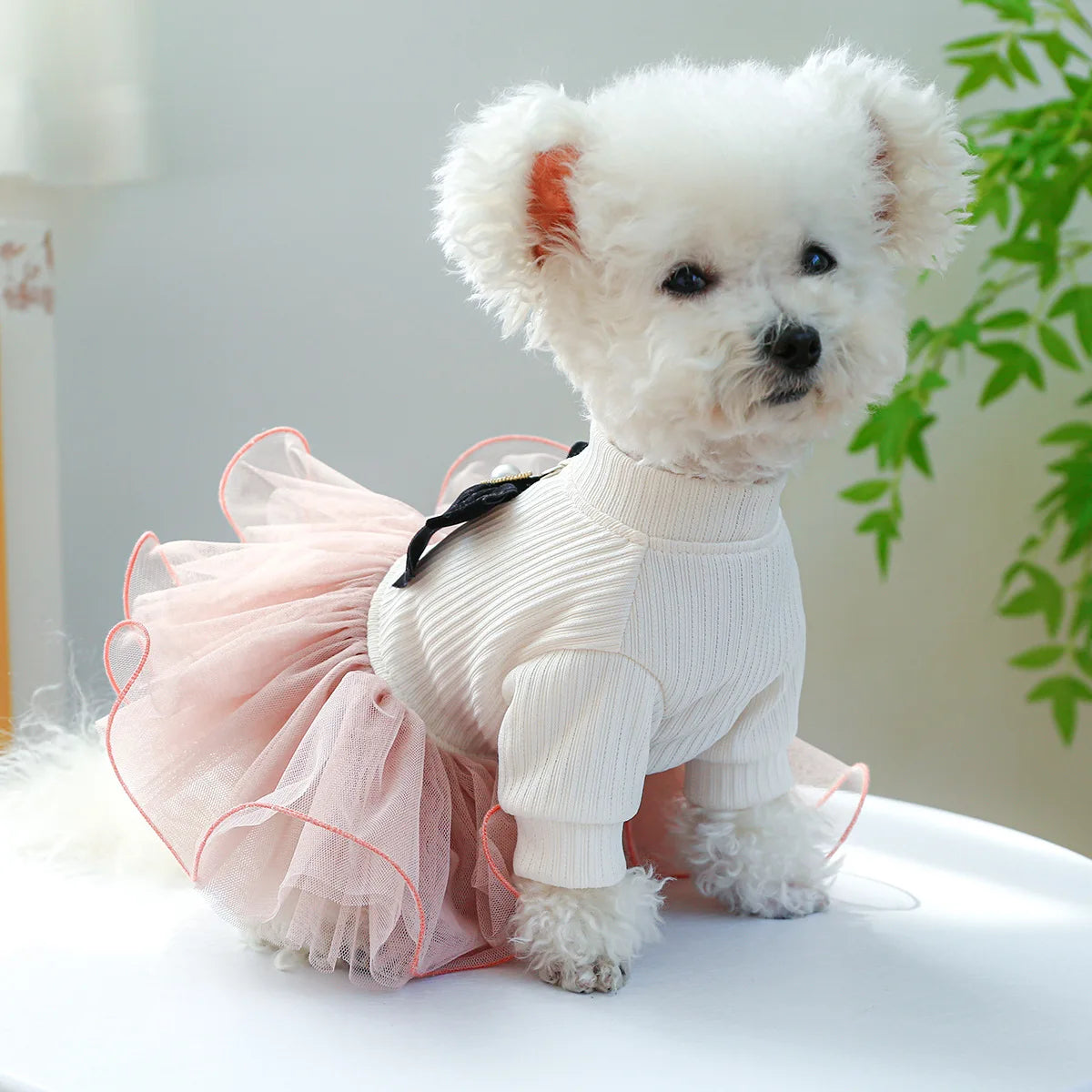 Christmas Dog Dresses Winter Pet Clothing Plaid Skirt