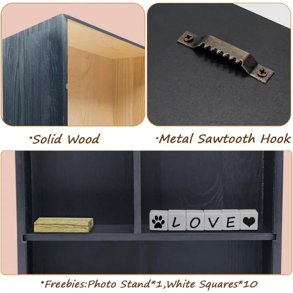 Traditional Handcrafted Pet Remembrance Shadow Box With Premium Shelving Canines