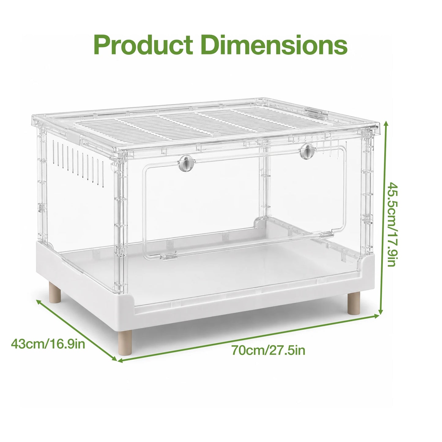 Foldable Reptile Terrarium Habitat With Front Opening Door Ventilation