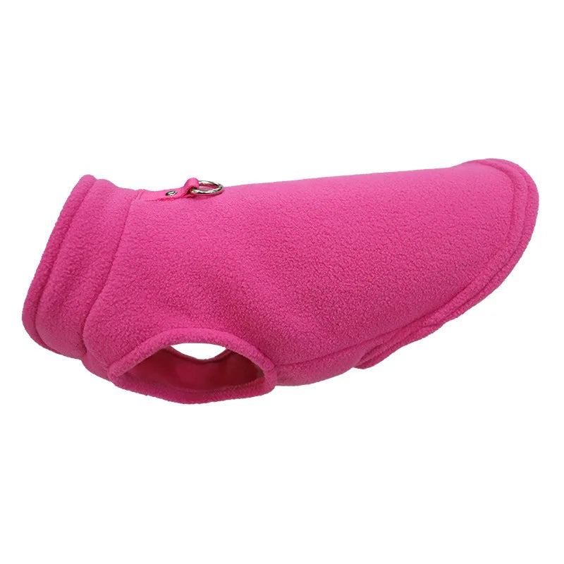 Warm Fleece Dog Coat With D-Ring For Small Dogs Cats