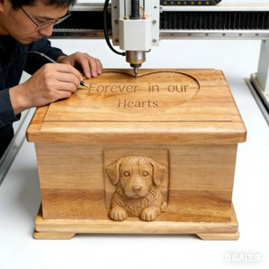 Pet Memorial Urn for Dogs and Cats Acacia Wood Keepsake