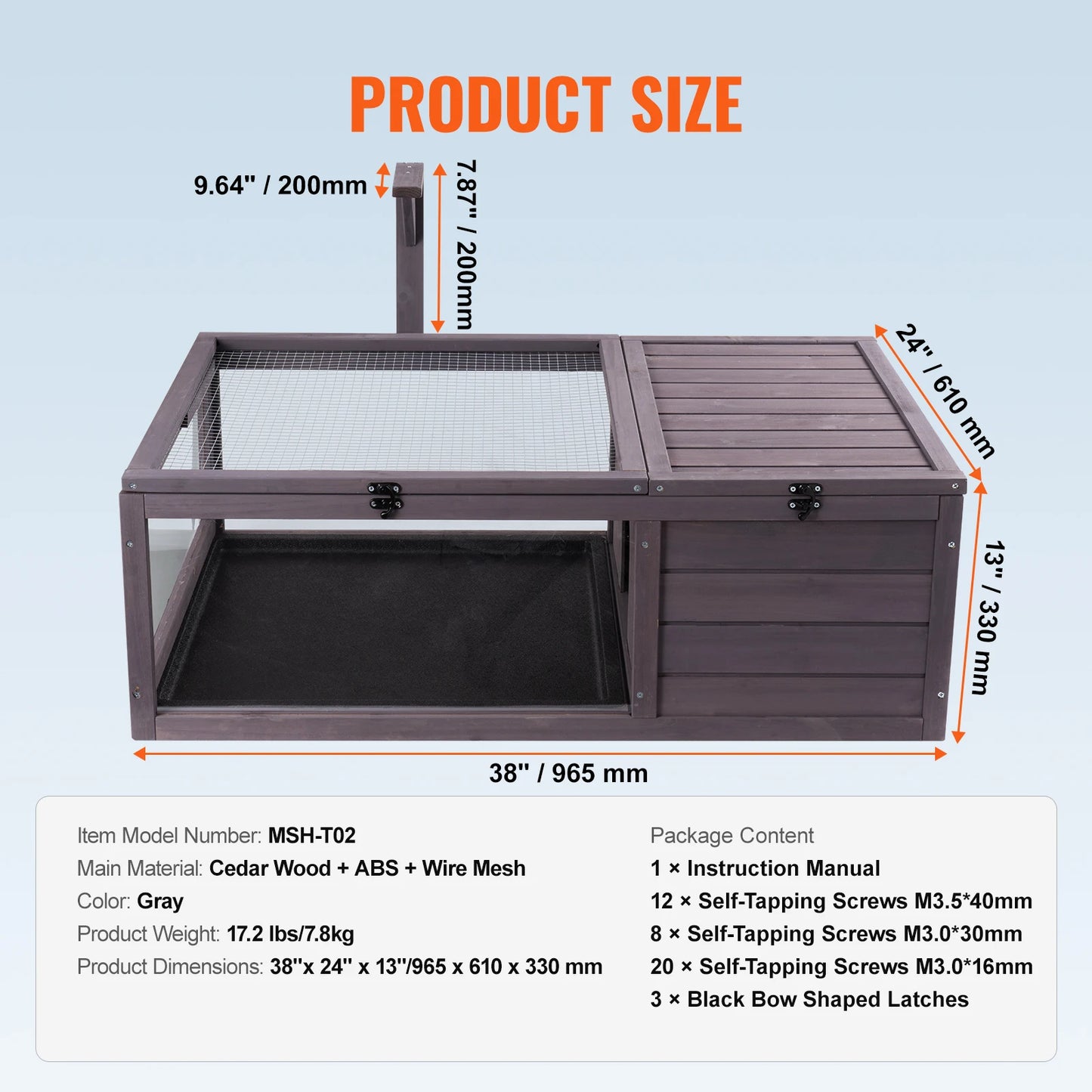 3 Room Tortoise House Wooden Enclosure For Indoor Outdoor Habitat