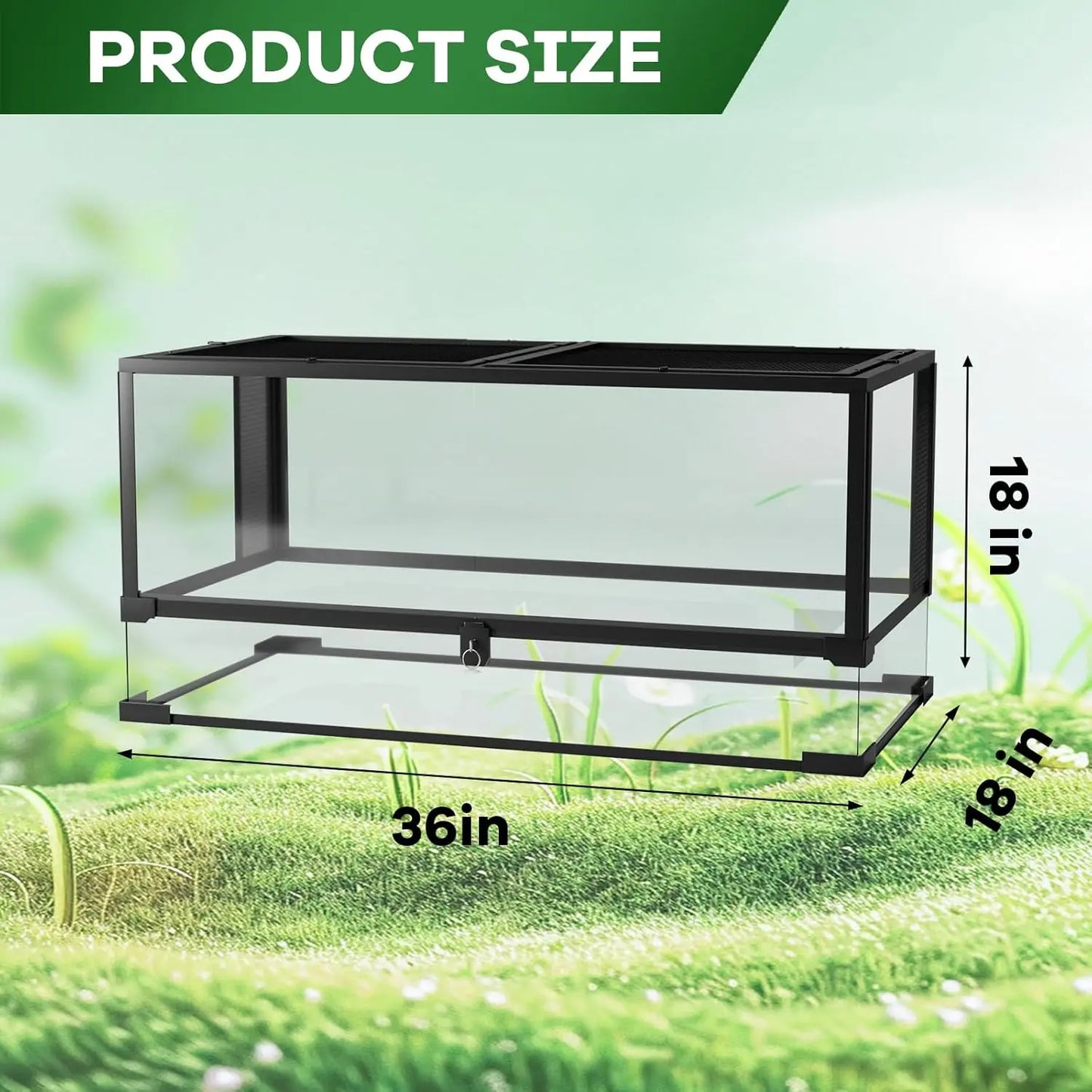 HiMISSH Reptile Glass Terrarium With Top And Side Screen VentilationSecurityFeatures