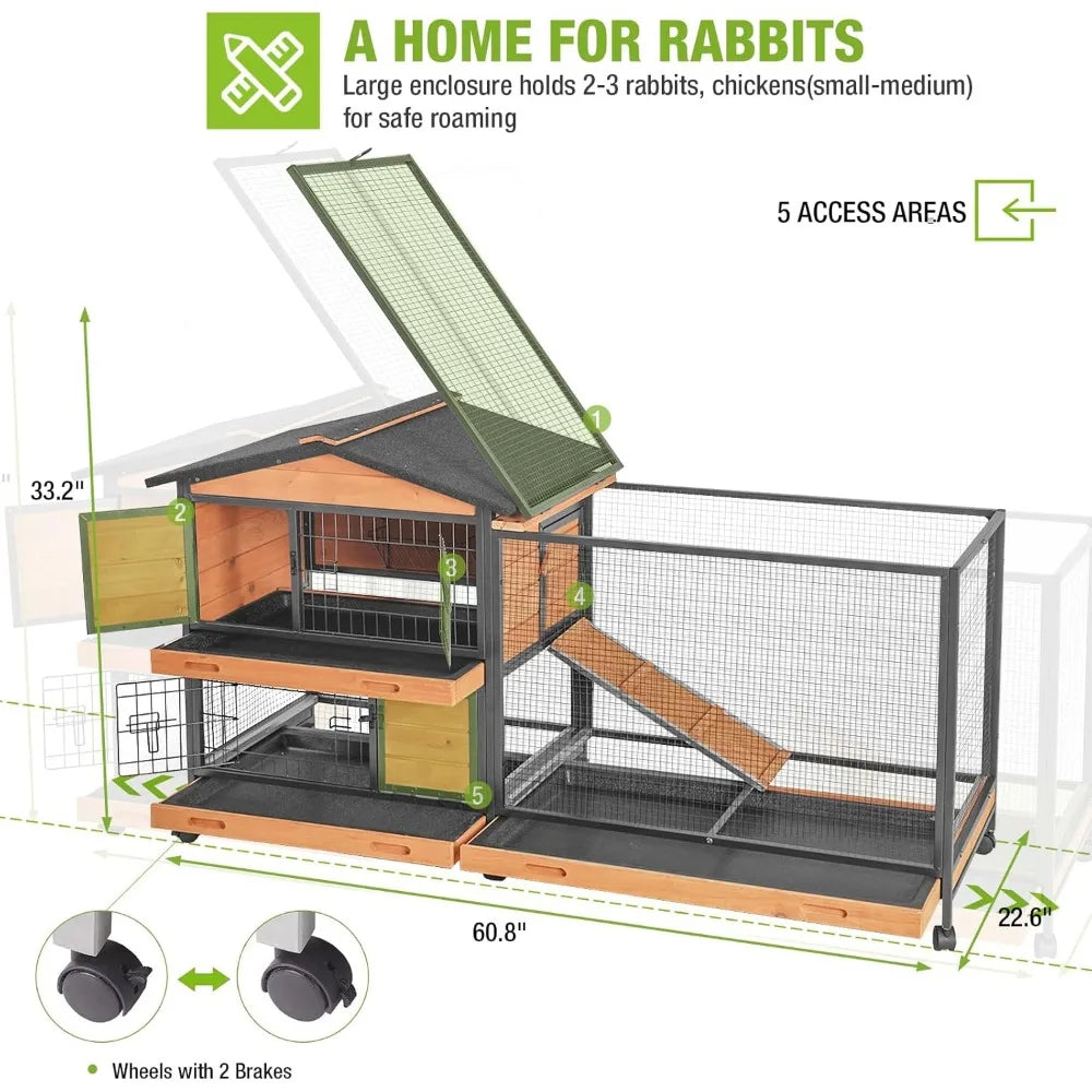 High Concerned Rabbit Hutch Chew Resistant Metal Frame Cage