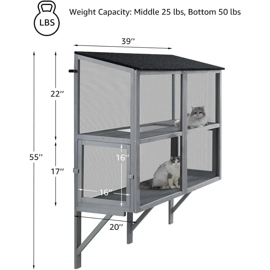 Hign-concerned Two Tier Cat Catio Window Enclosure Mesh Pro