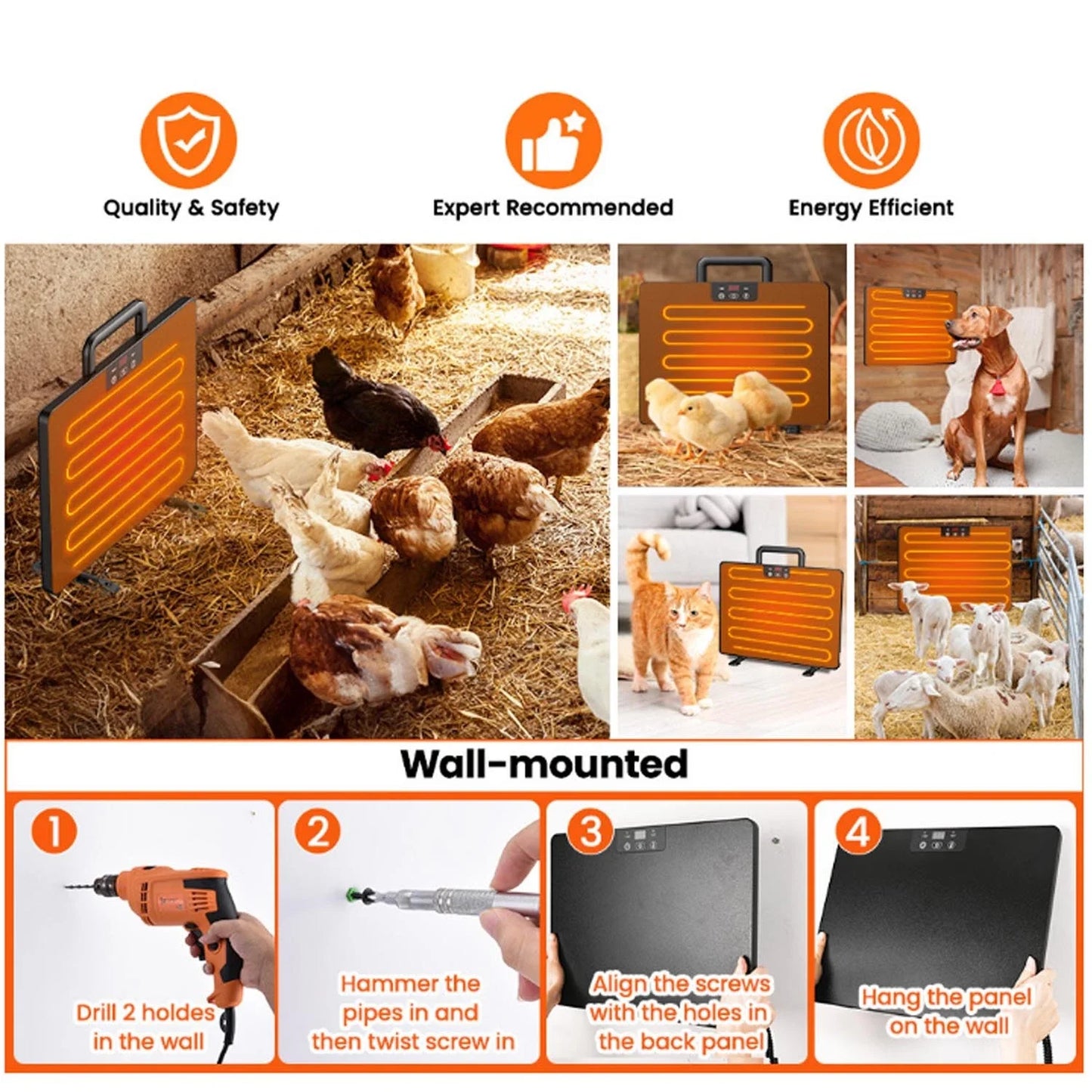 Universal Poultry Heater Thermostatic Panel For Farm Use Adjustable Temperature