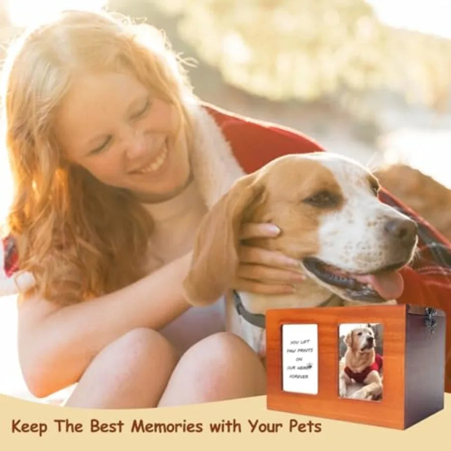 Pet Urn With Photo Frame For Dog Cremation Memory Box