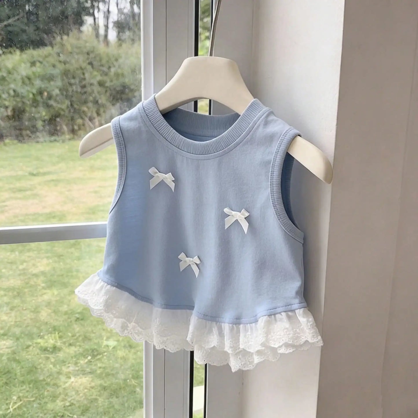 XMSJ Dog Vest Shirt With Lace Hem Bowknots Spring Summer Outfit