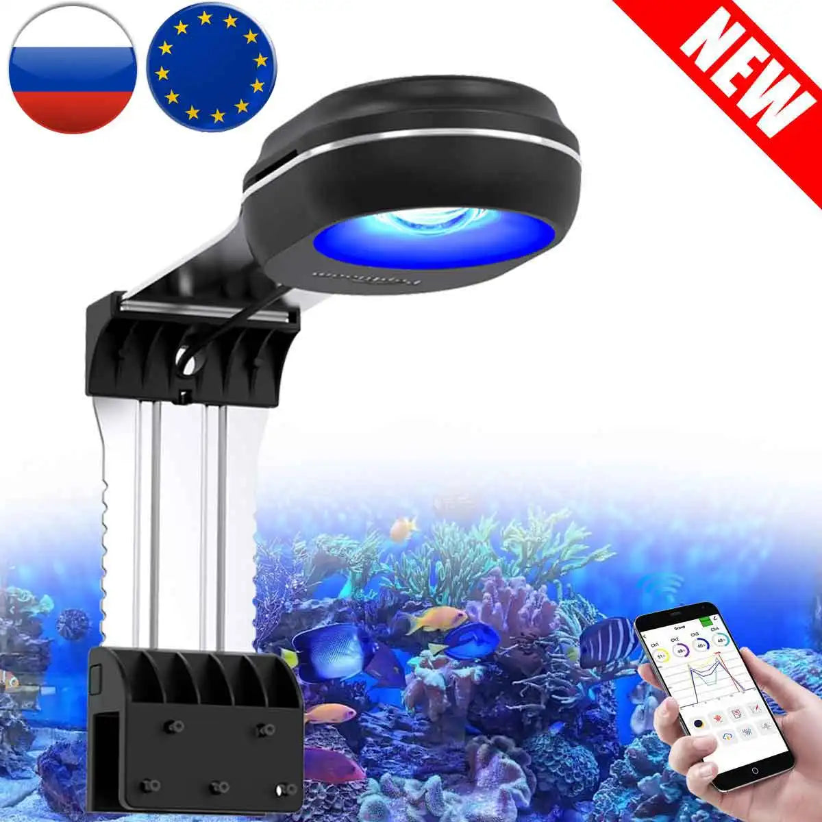 PopBloom WiFi Marine Aquarium LED Light RL60 RL90 for Reef
