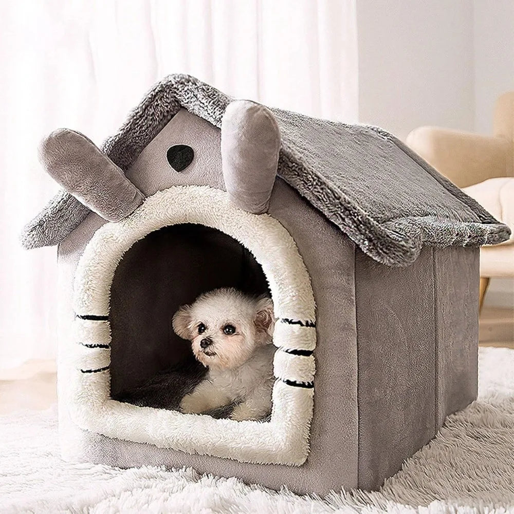 High Concerned Dog House Soft Indoor Enclosed Warm Kennel
