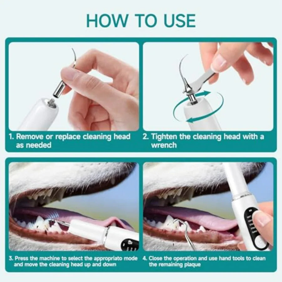 Dog Teeth Cleaning Kit With LED Light Electric Toothbrush