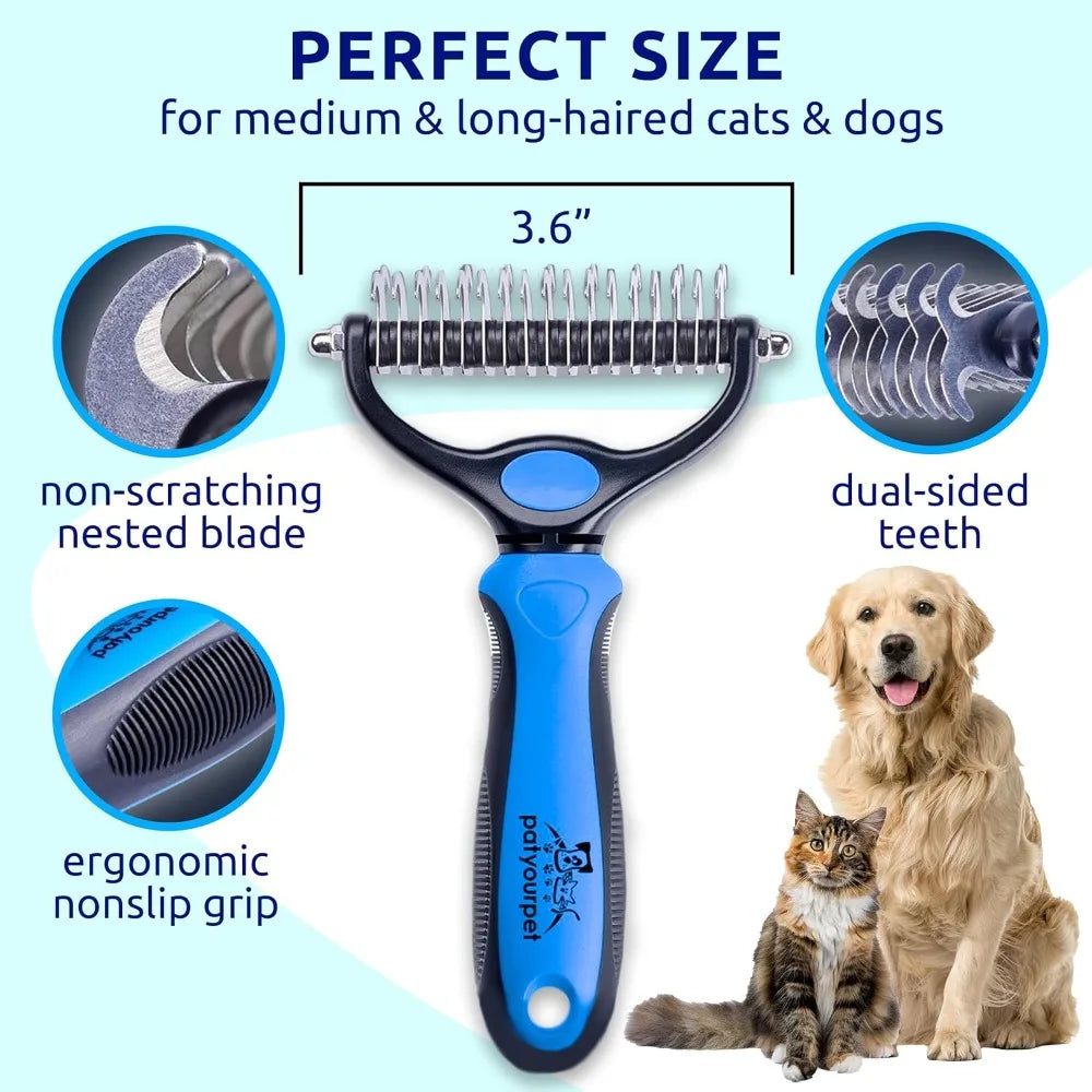 Double Sided Deshedding Brush For Dogs And Cats Long Hair