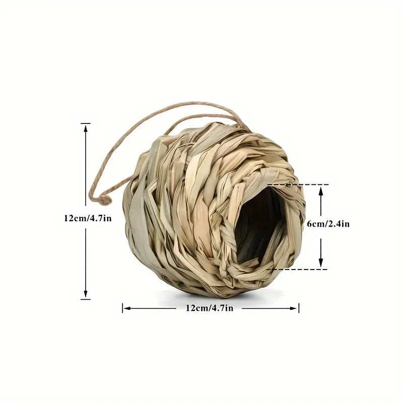 Straw Weaving Bird Nest House Reed Grass Hanging Outdoor Birdhouse