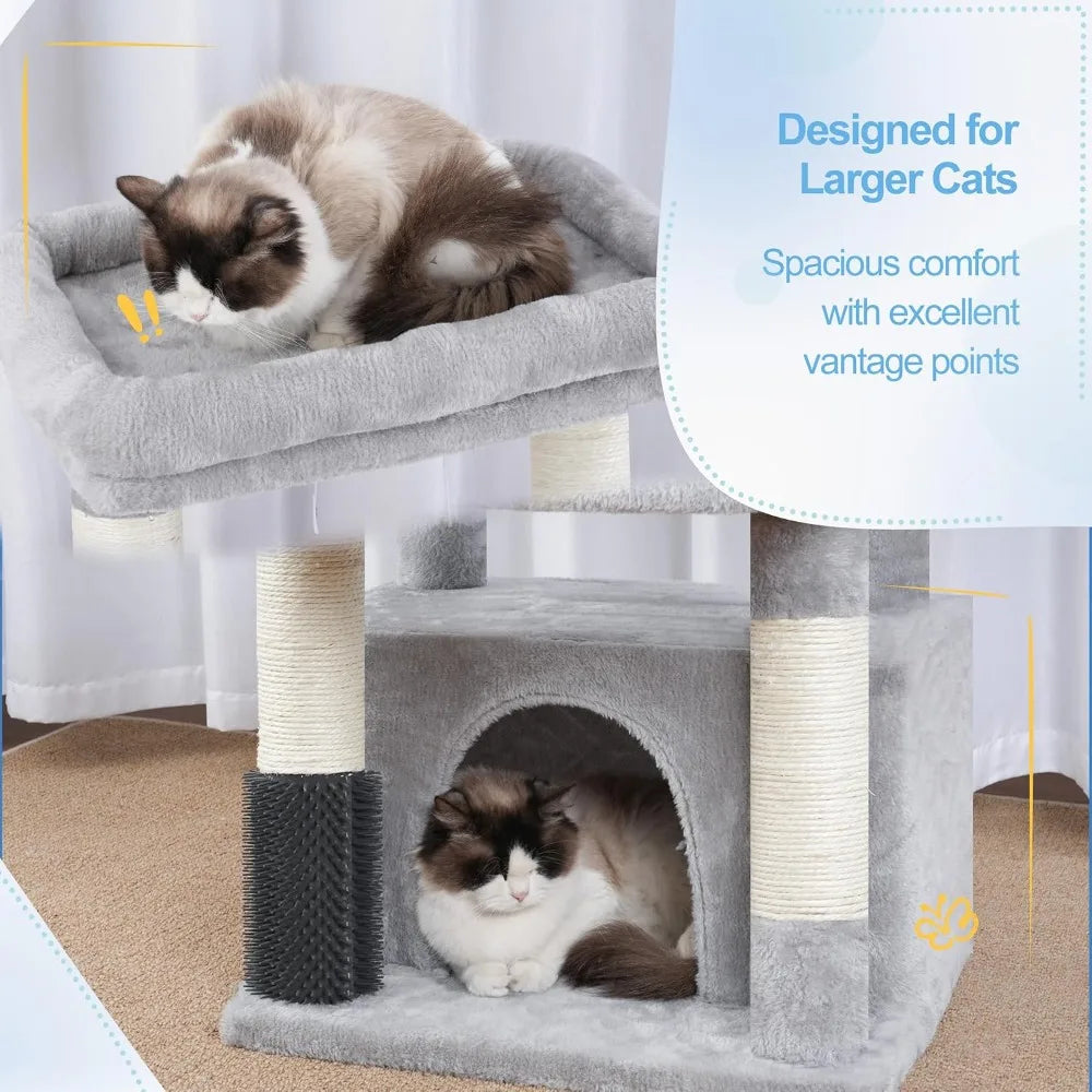 Cat Tree Tower With Platform Condo Hammocks And Brush
