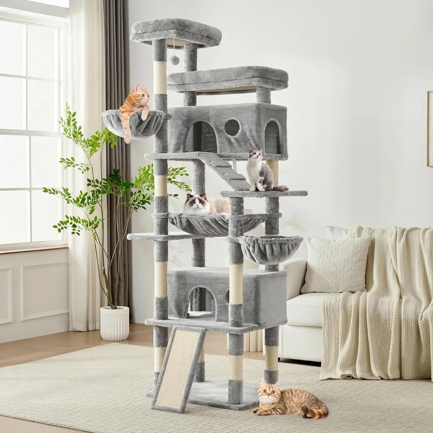 HUANZHUANG Cat Tree Tower With Hammock And Scratching Posts