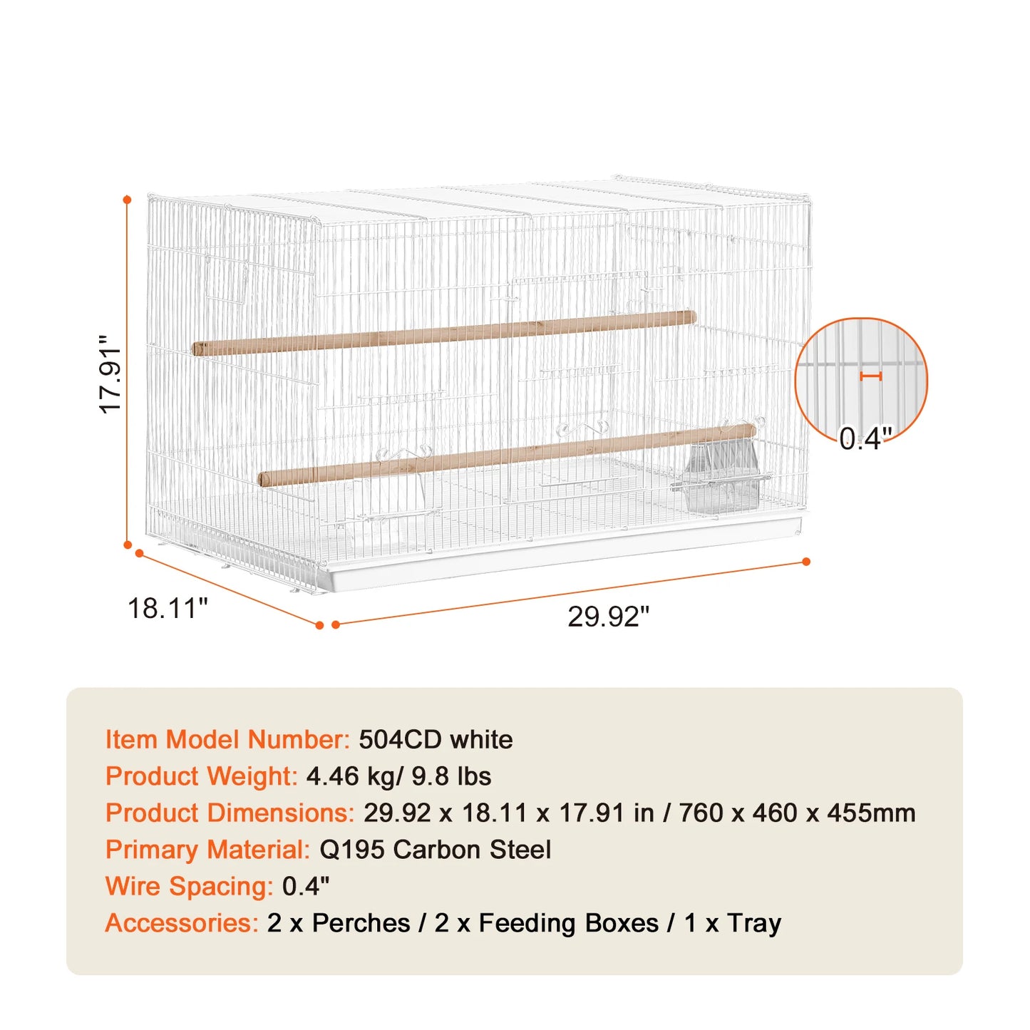 Stackable Divided Bird Cage for Travel with Handle and Perches