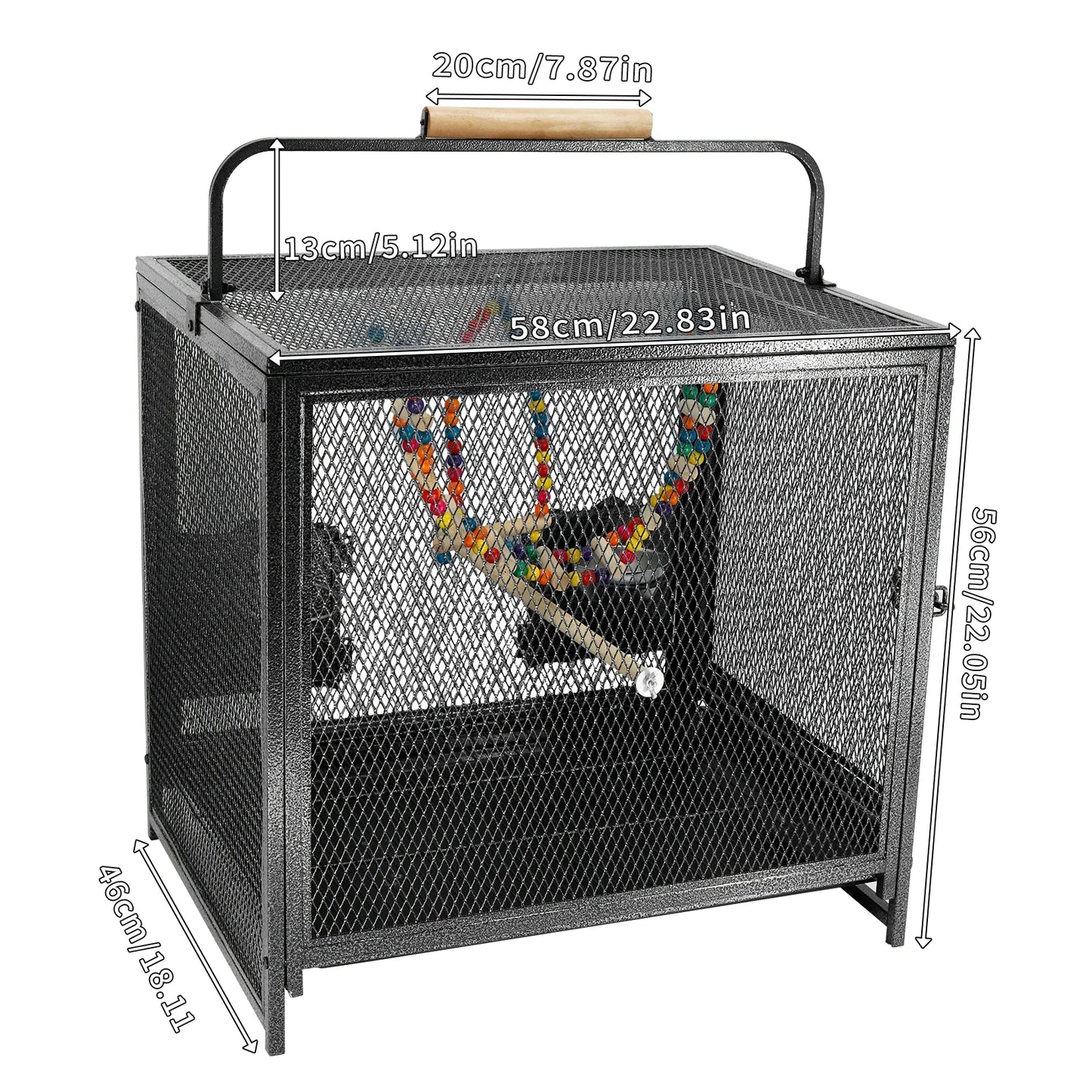 CN Wrought Iron Bird Travel Carrier Cage For Parrots Conures Lovebirds