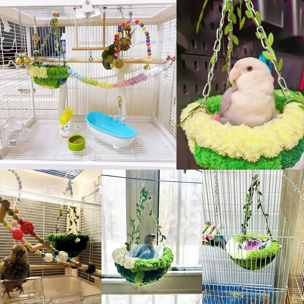 Hanging Bird Hammock Bed For Cage Plush Nest Parrot