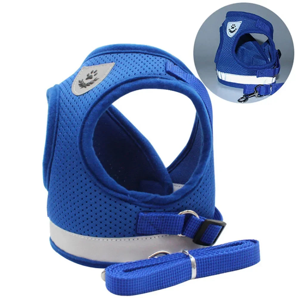 Cat Harness Leash Set Reflective Escape Proof Mesh Vest