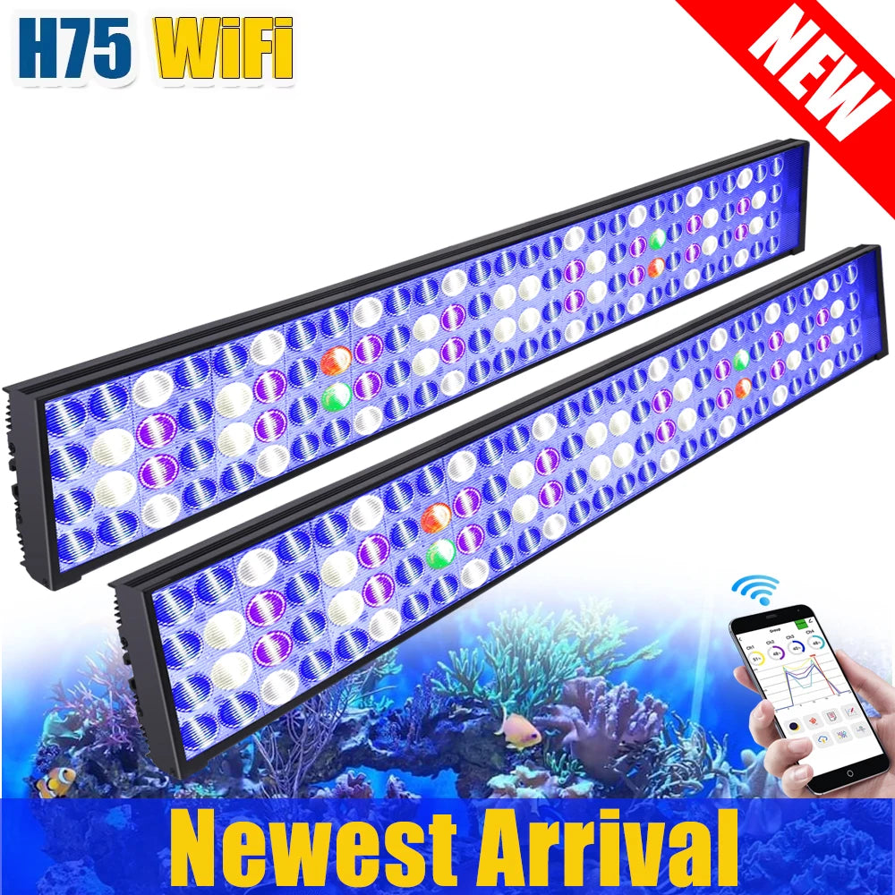 PopBloom WiFi LED Aquarium Light Full Spectrum For Reef Tanks