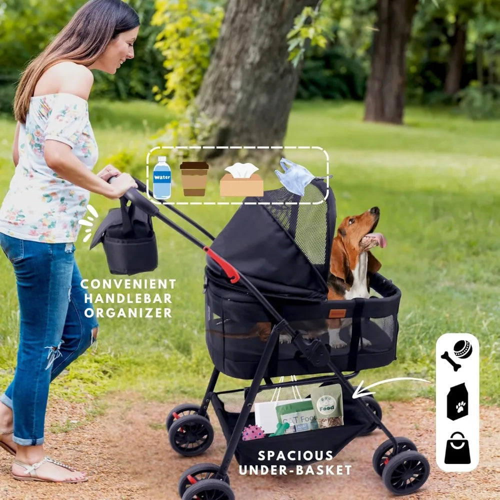 XMSJ 3-in-1 Pet Stroller Detachable Carrier Lightweight Foldable