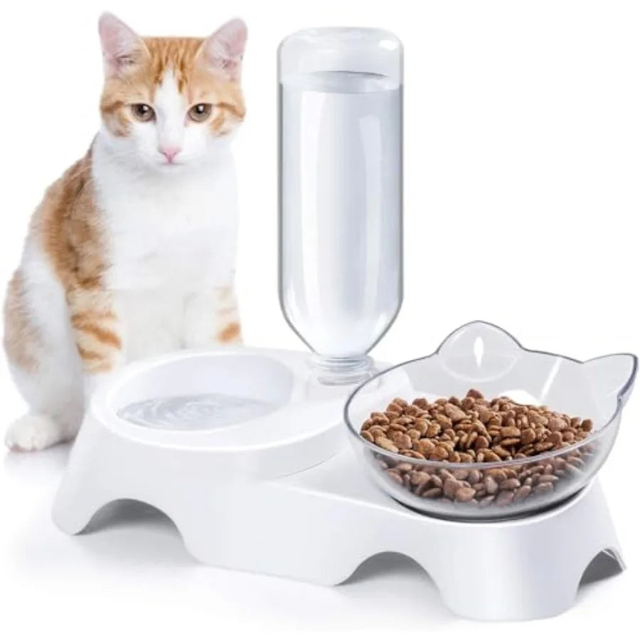 Double Dog Cat Bowls Pet Water and Food Tilted Set