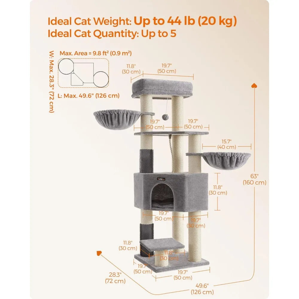 Feandrea Large Cat Tree Tower With Self Warming Pads