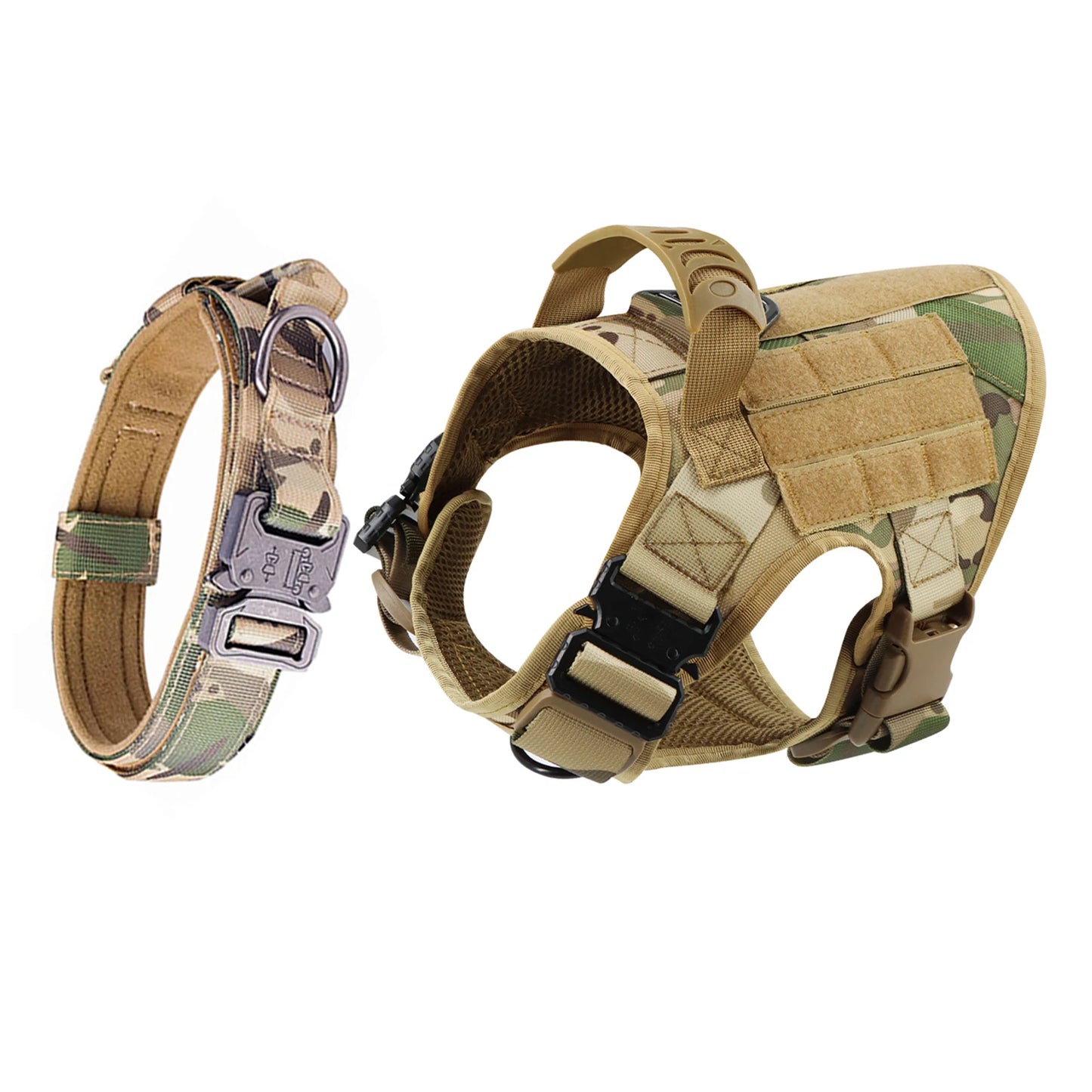 Adjustable Tactical Dog Harness and Nylon Collar Set
