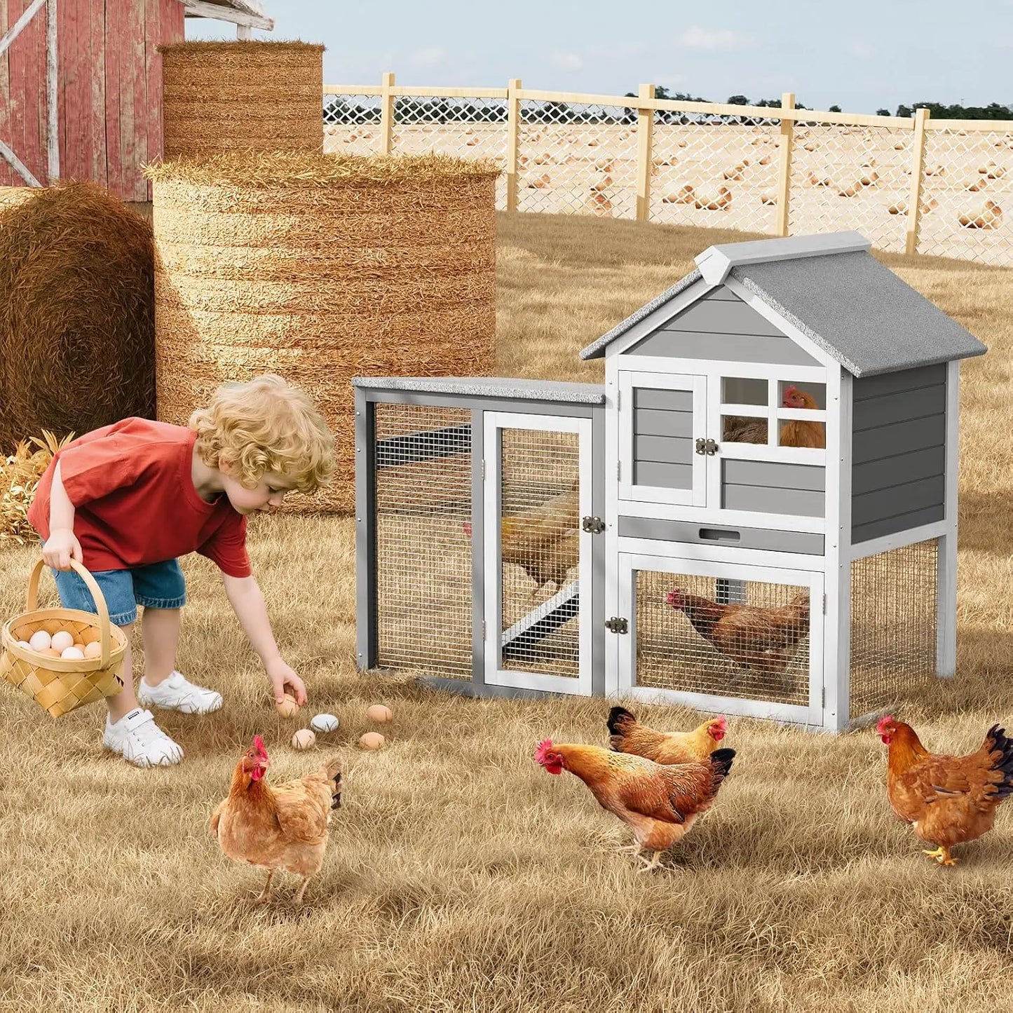 DishyKookerCN Rabbit Hutch Indoor Outdoor Cage With Ramp