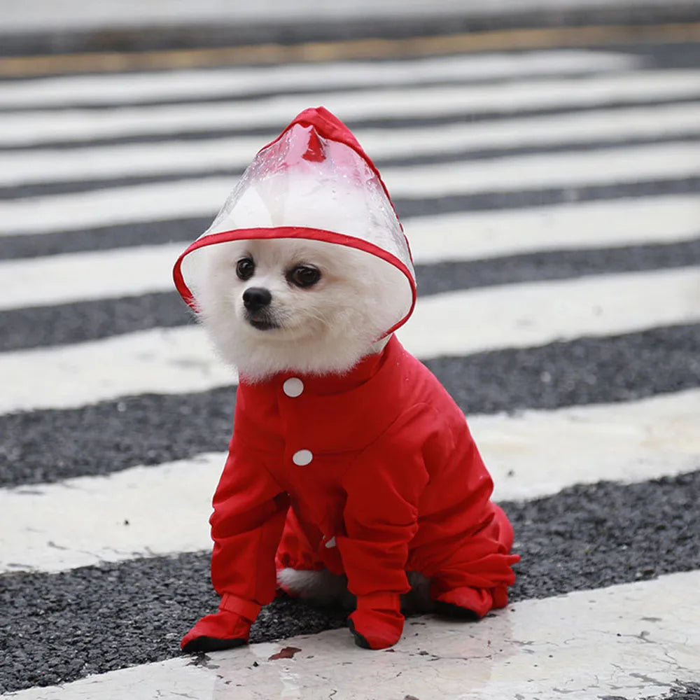 Dog Raincoat With Hooded Rain Boots For Small Dogs