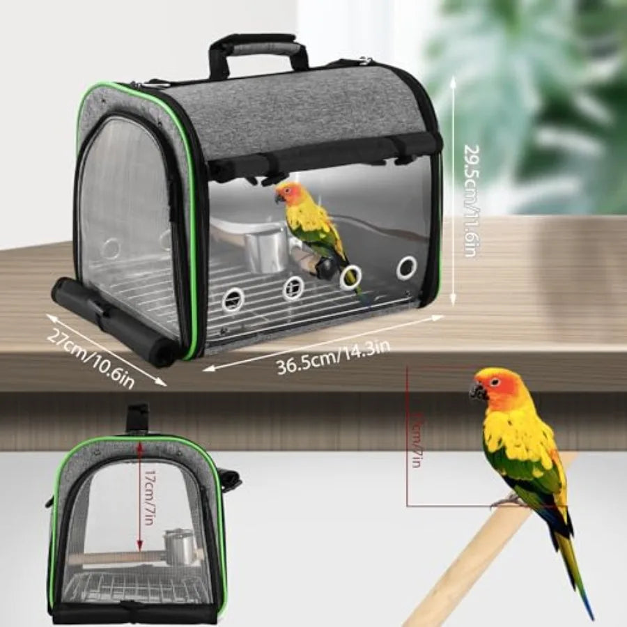 Bird Carrier Bag For Parrot Travel Cage Stainless Steel Mesh Stand