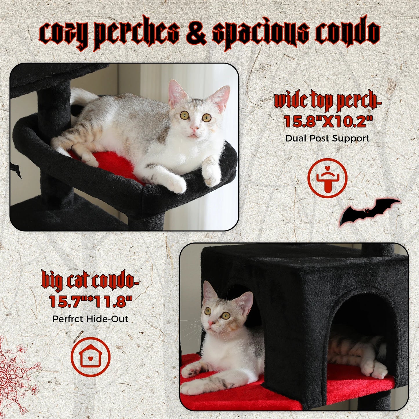 PAWZ Road Tall Cat Tree Five-Tier Indoor Cat Tower Hammock