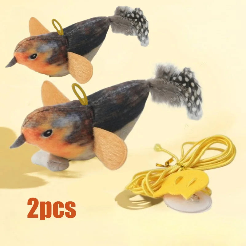 Indoor Interactive Cat Bird Teaser Toy With Realistic Bird Sounds