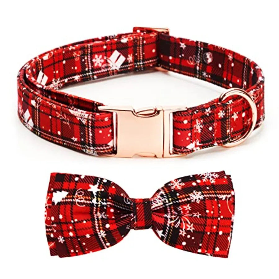 Adjustable Bow Tie Dog Collar With Printed Cute Pattern