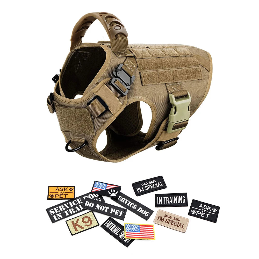 Petravel Military Dog Harness Vest Kit With Leash And Patches
