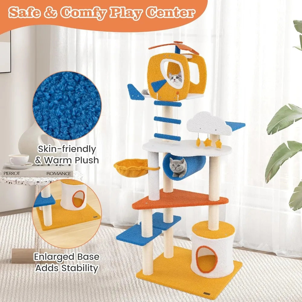 DAFIFY Aviation Themed Cat Tree Tower With Sisal Posts