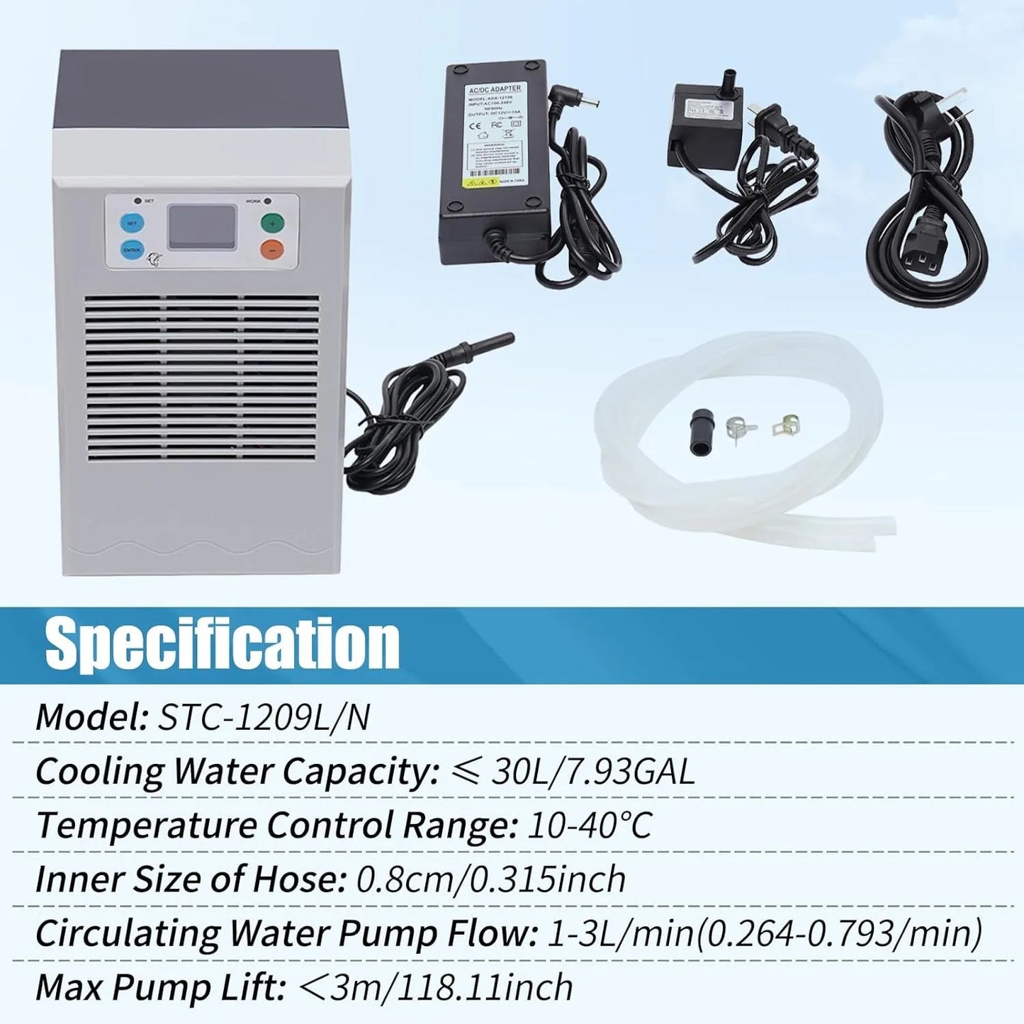 Hign-concerned Aquarium Water Chiller 100W With Digital Thermostat Ultra Quiet