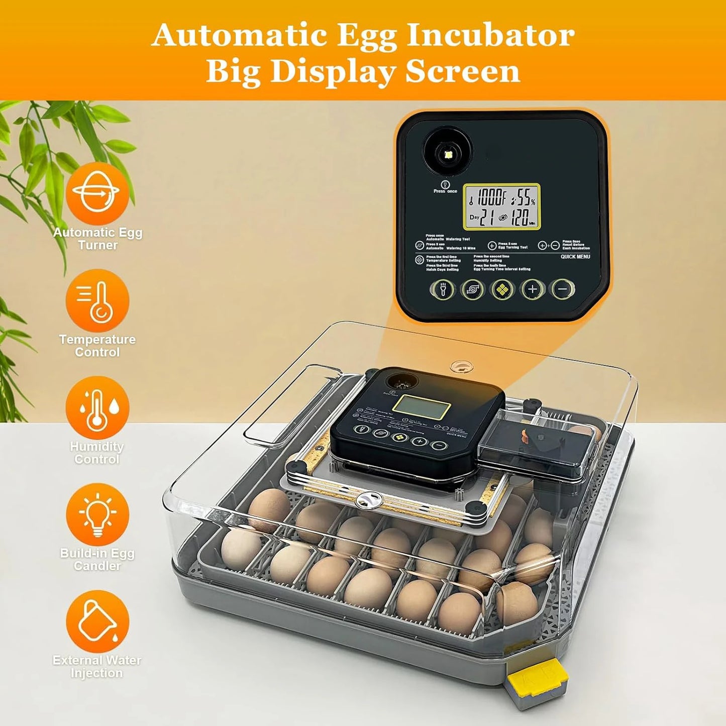 48 Egg Incubator With Auto Temp Humidity Control