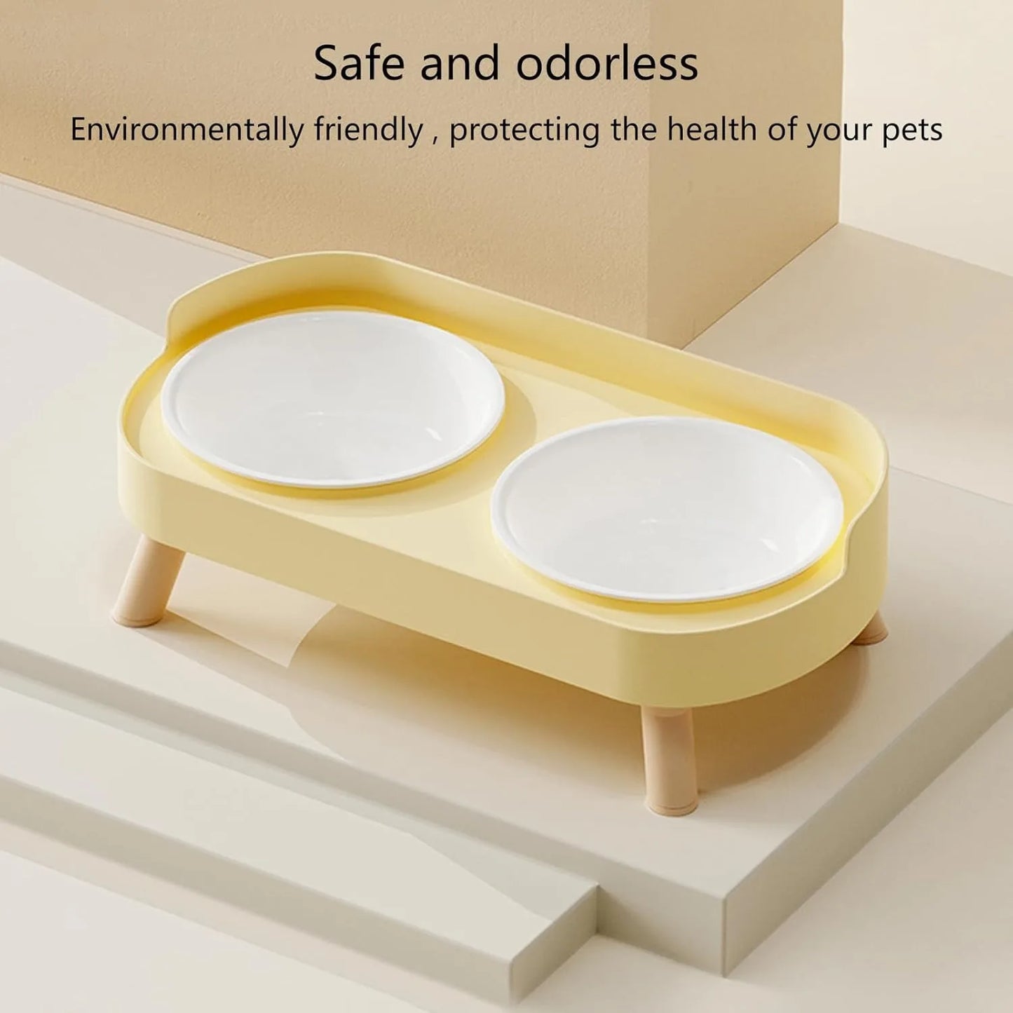 Elevated Pet Food And Water Bowl Set With Raised Stand