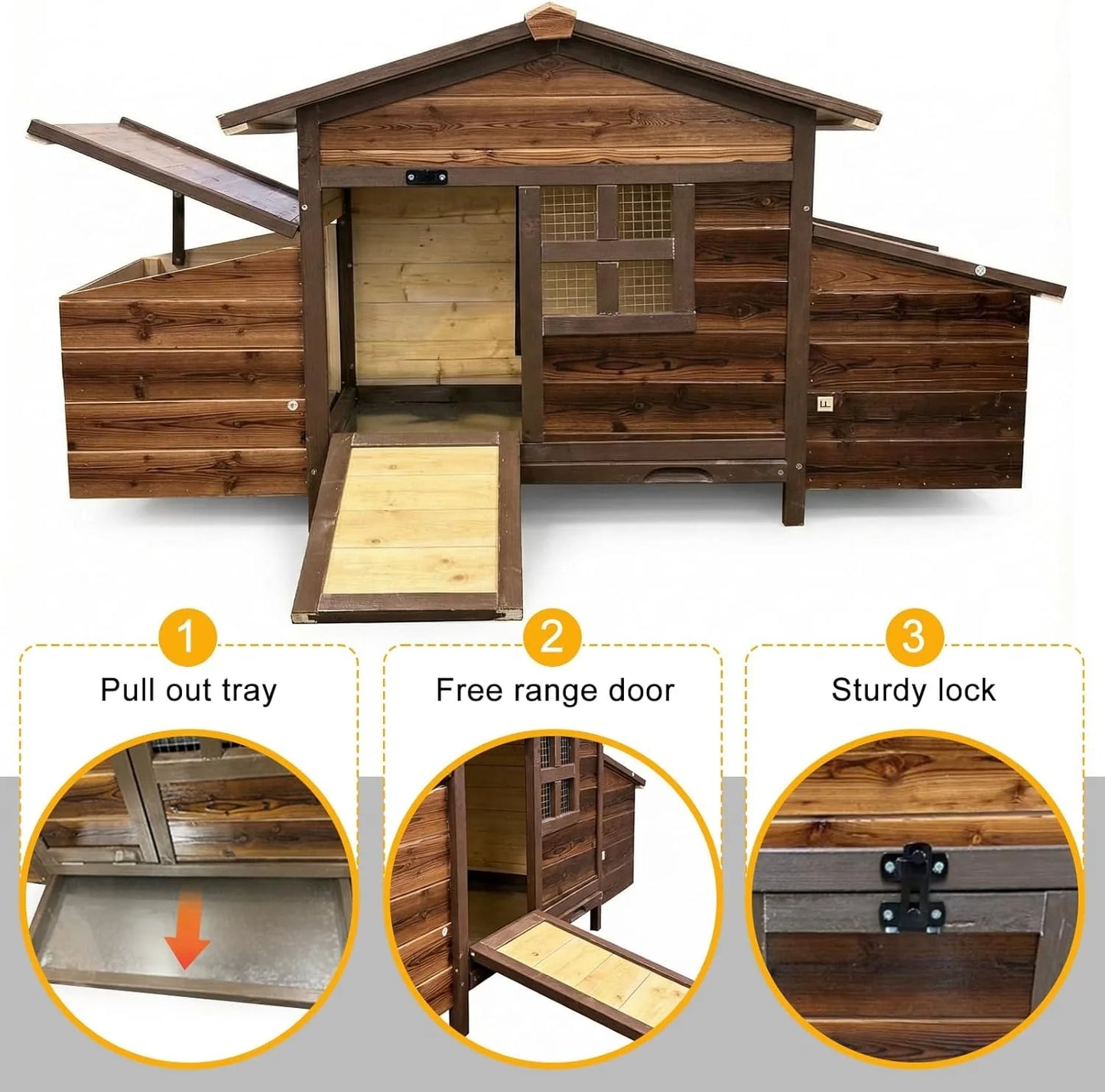 Wooden Chicken Coop With Two Nesting Boxes For Two Chickens
